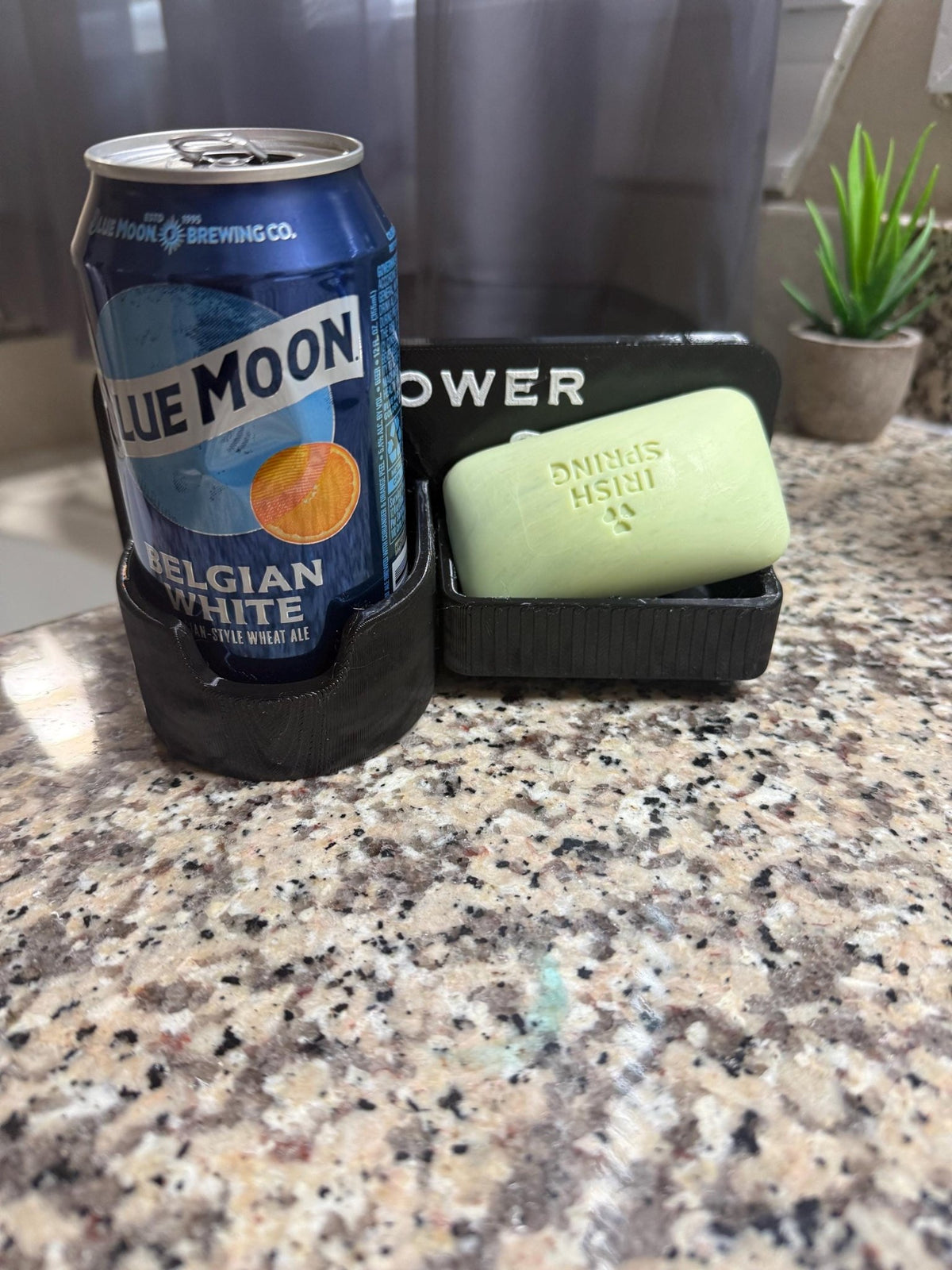 Beer and soap shower caddy.
