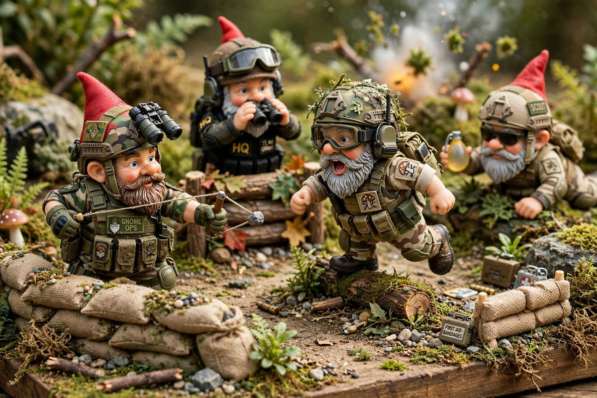 3D Printed Tactical Garden Gnome: Green Army Figure