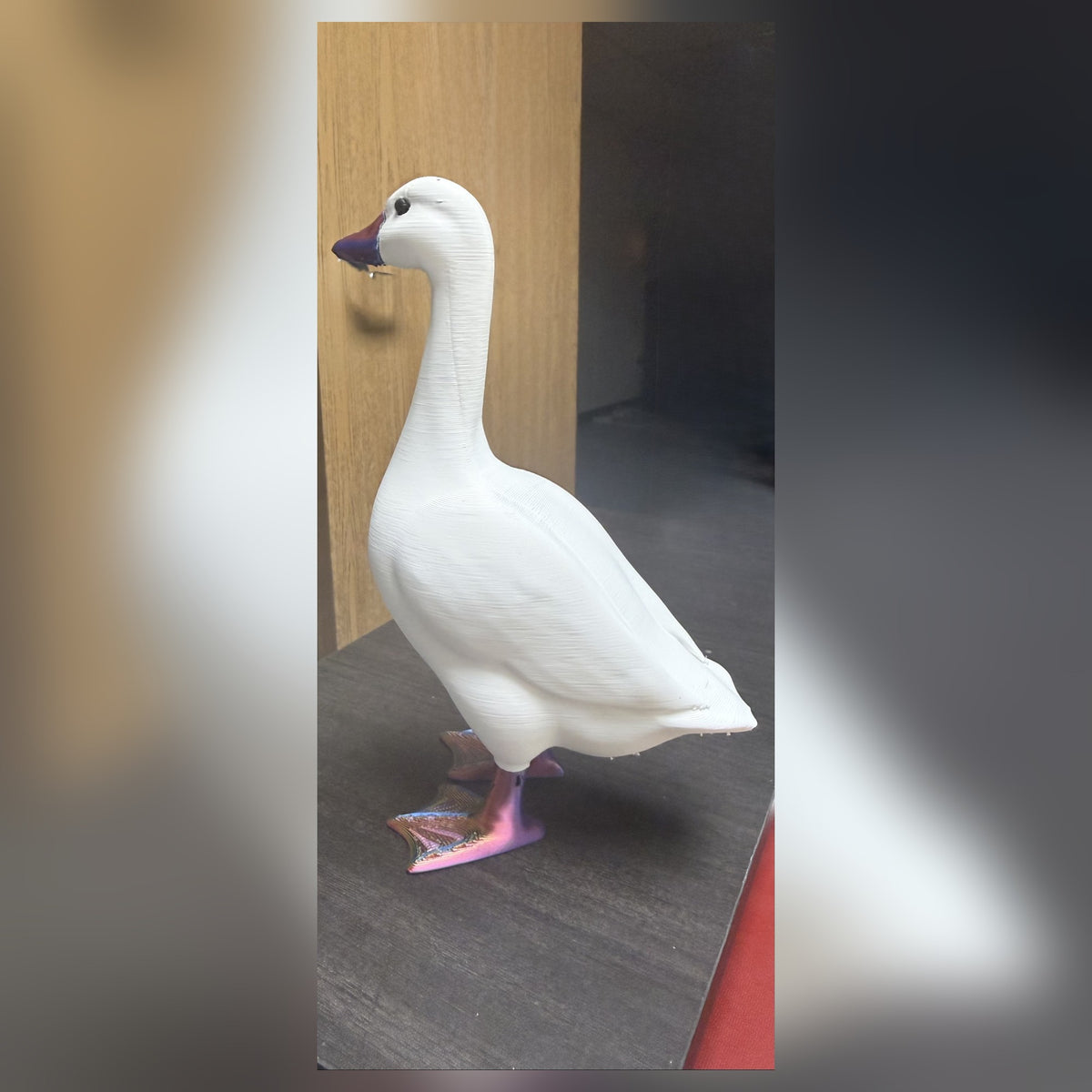 3D printed desk goose, side view