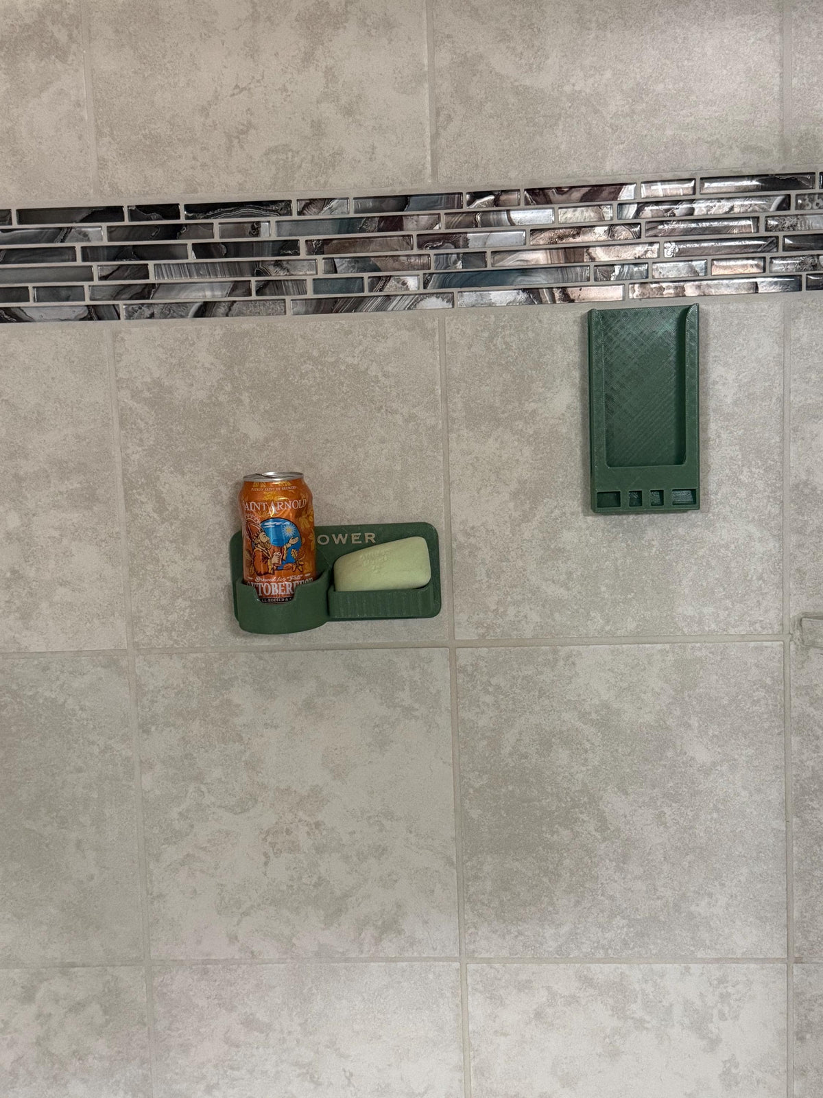Beer and soap shower caddy.