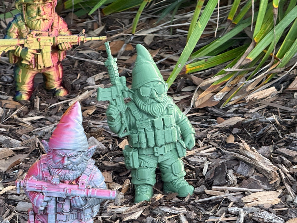 Tactical Garden Gnomes: 3-D Printed Military Gnome Decor