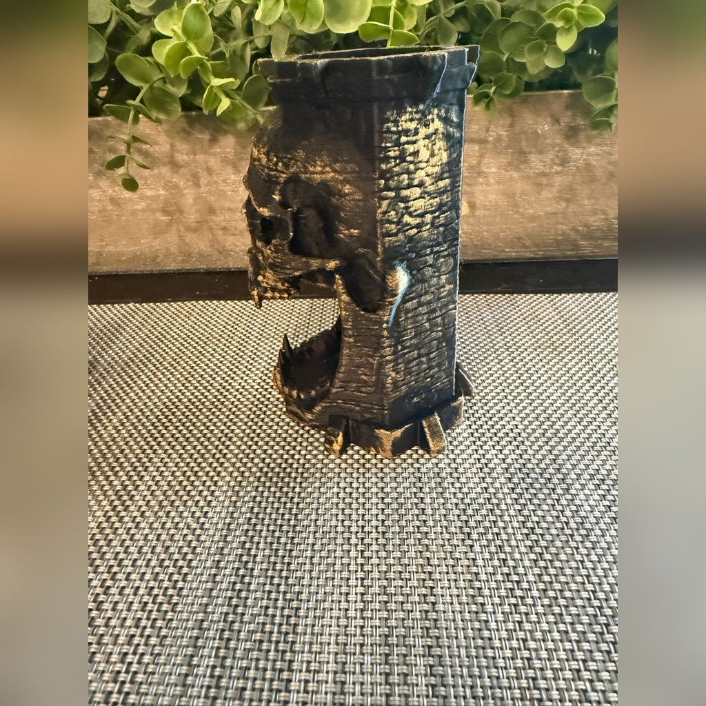 Skull Dice Holder — Gothic Dice Tower for Gaming Dice