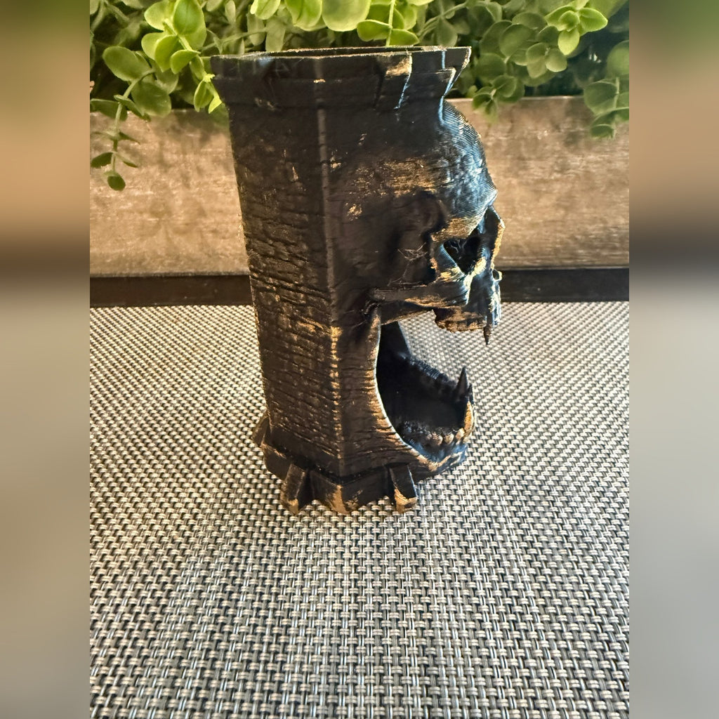 Skull Dice Holder — Gothic Dice Tower for Gaming Dice