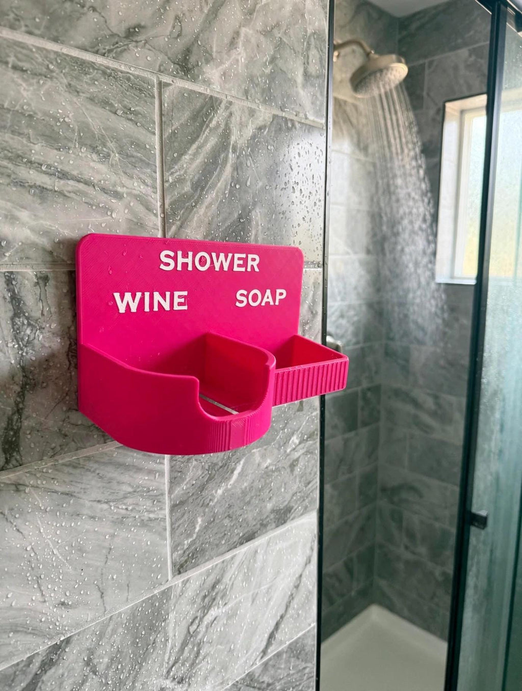 Wine and soap shower caddy.